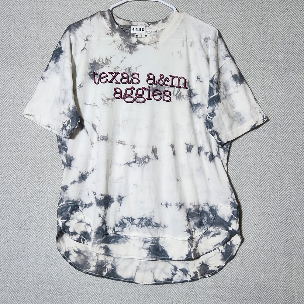 Pressbox Texas A&M Aggies Size M Gray And White Tie Dyed T-Shirt